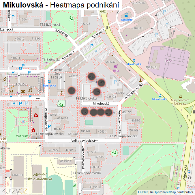 Mapa Mikulovská - Firmy v ulici.