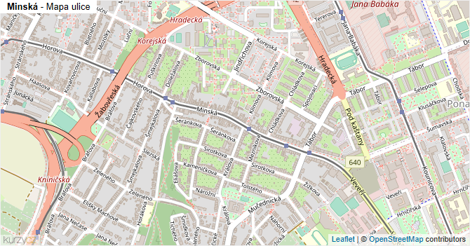 Minská - mapa ulice