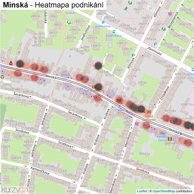 Mapa Minská - Firmy v ulici.