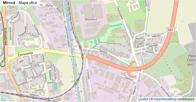 Mírová - mapa ulice