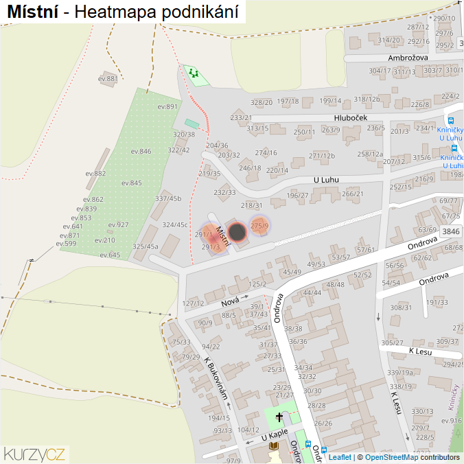Mapa Místní - Firmy v ulici.