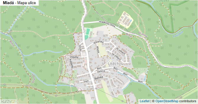 Mladá - mapa ulice