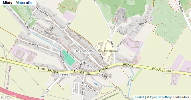 Mlaty - mapa ulice