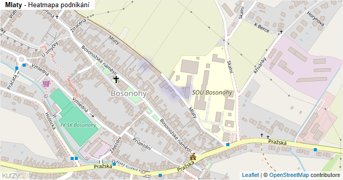 Mlaty - mapa podnikání