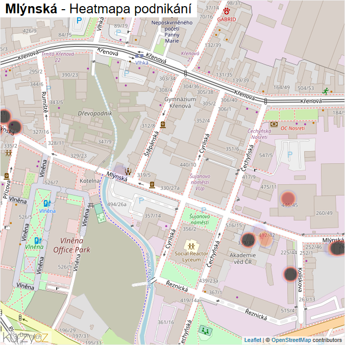 Mapa Mlýnská - Firmy v ulici.