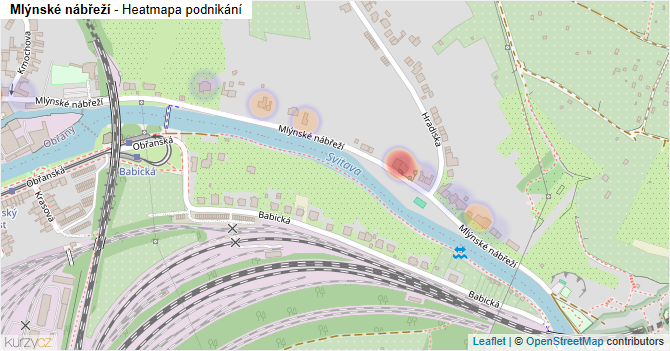 Mlýnské nábřeží - mapa podnikání