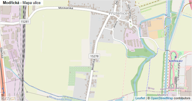 Modřická - mapa ulice