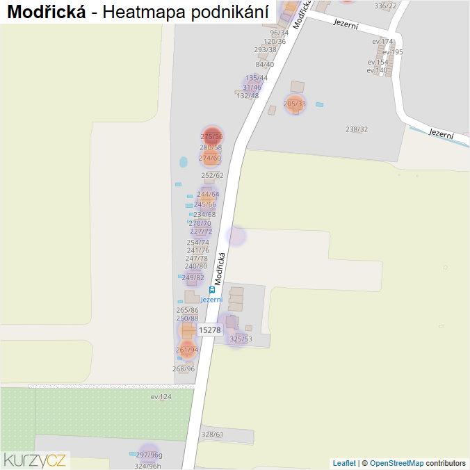 Mapa Modřická - Firmy v ulici.