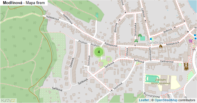 Modřínová - mapa firem