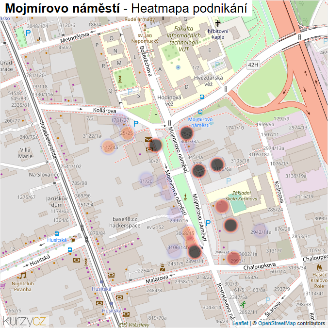 Mapa Mojmírovo náměstí - Firmy v ulici.