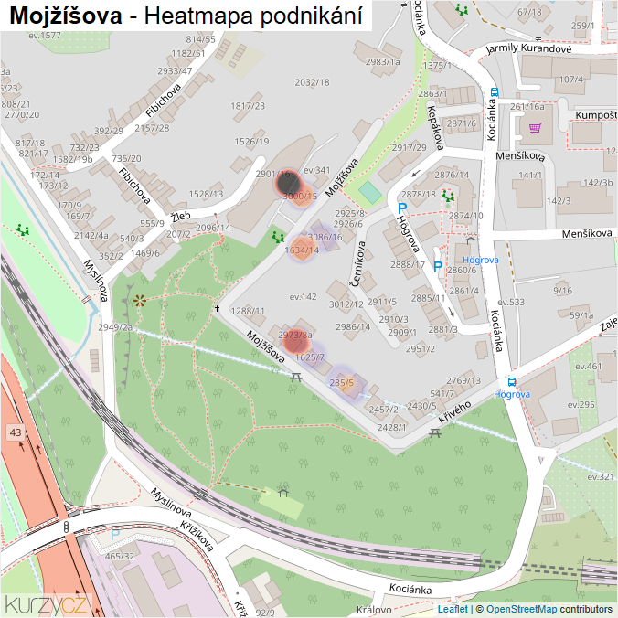 Mapa Mojžíšova - Firmy v ulici.