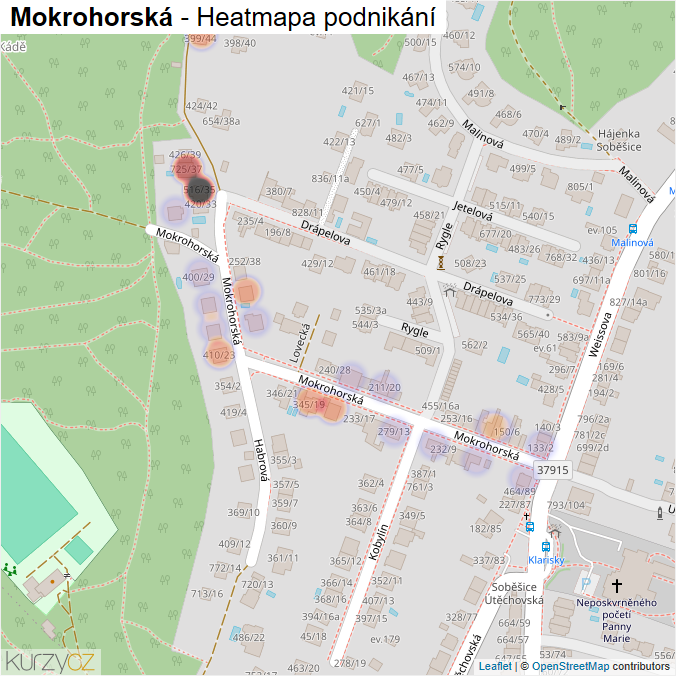 Mapa Mokrohorská - Firmy v ulici.