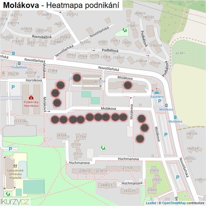 Mapa Molákova - Firmy v ulici.