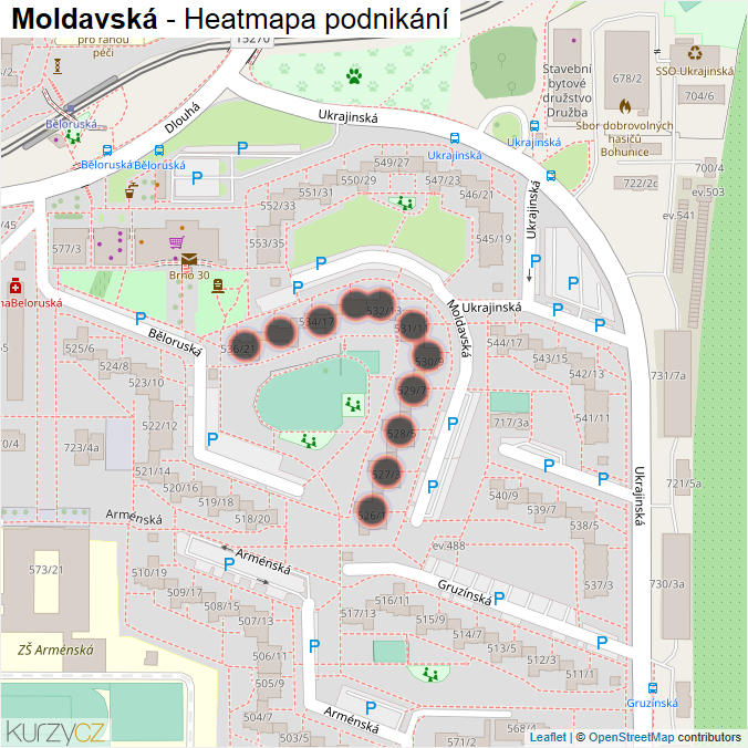 Mapa Moldavská - Firmy v ulici.