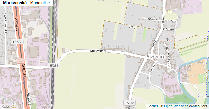 Moravanská - mapa ulice