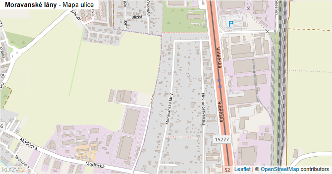 Moravanské lány - mapa ulice