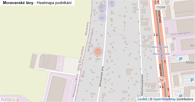 Moravanské lány - mapa podnikání