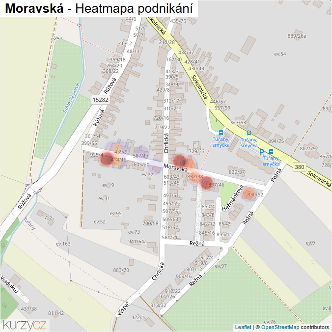 Mapa Moravská - Firmy v ulici.
