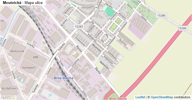 Moutnická - mapa ulice