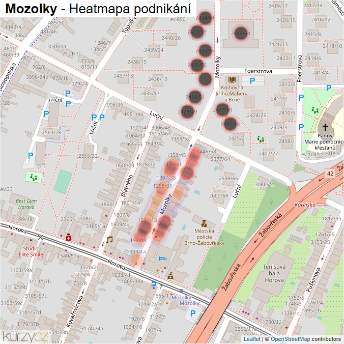 Mapa Mozolky - Firmy v ulici.