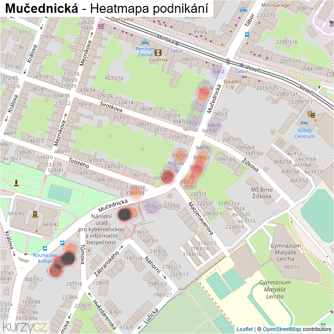 Mapa Mučednická - Firmy v ulici.