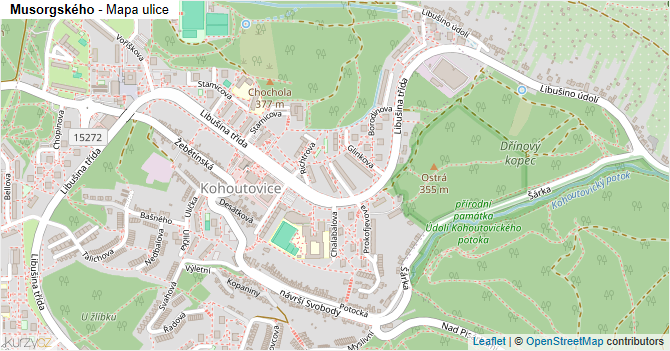 Musorgského - mapa ulice
