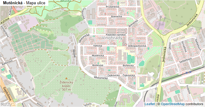 Mutěnická - mapa ulice