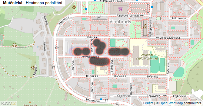 Mutěnická - mapa podnikání