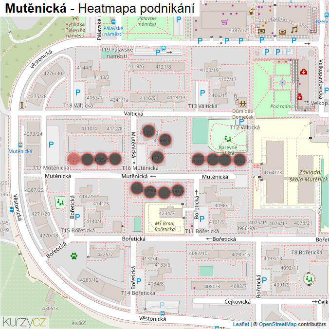 Mapa Mutěnická - Firmy v ulici.