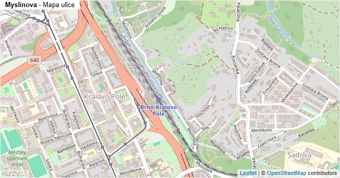 Myslínova - mapa ulice