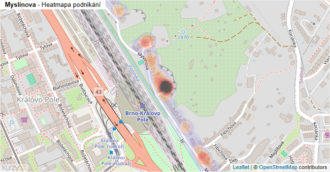 Myslínova - mapa podnikání