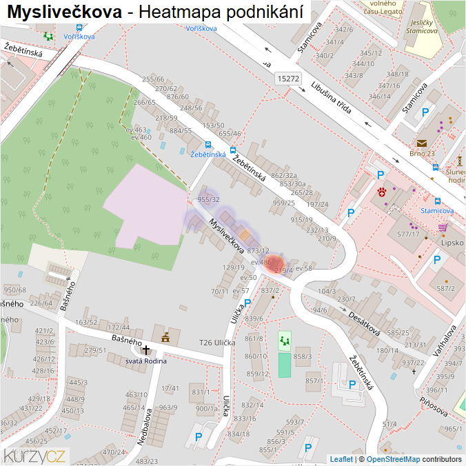 Mapa Myslivečkova - Firmy v ulici.