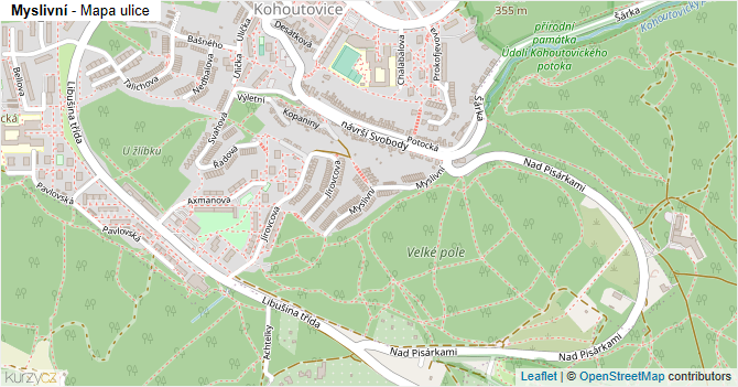 Myslivní - mapa ulice