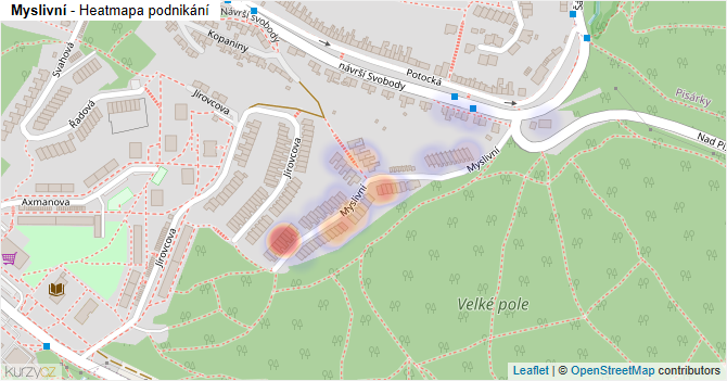 Myslivní - mapa podnikání