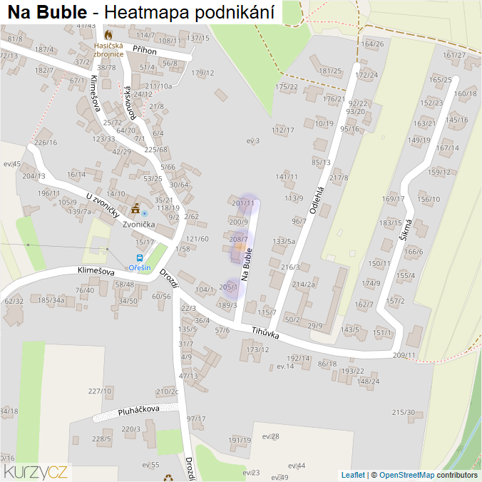 Mapa Na Buble - Firmy v ulici.