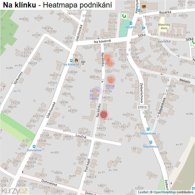 Mapa Na klínku - Firmy v ulici.