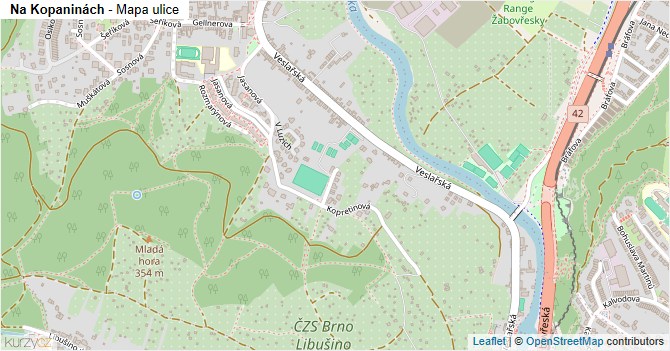 Na Kopaninách - mapa ulice