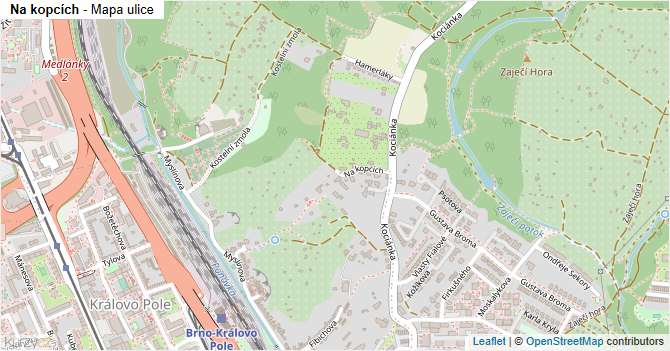 Na kopcích - mapa ulice