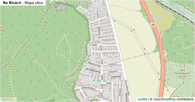 Na Nivách - mapa ulice