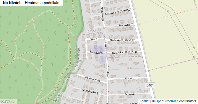 Na Nivách - mapa podnikání