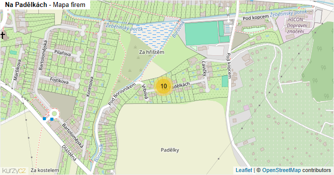 Na Padělkách - mapa firem