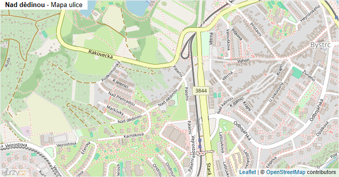 Nad dědinou - mapa ulice
