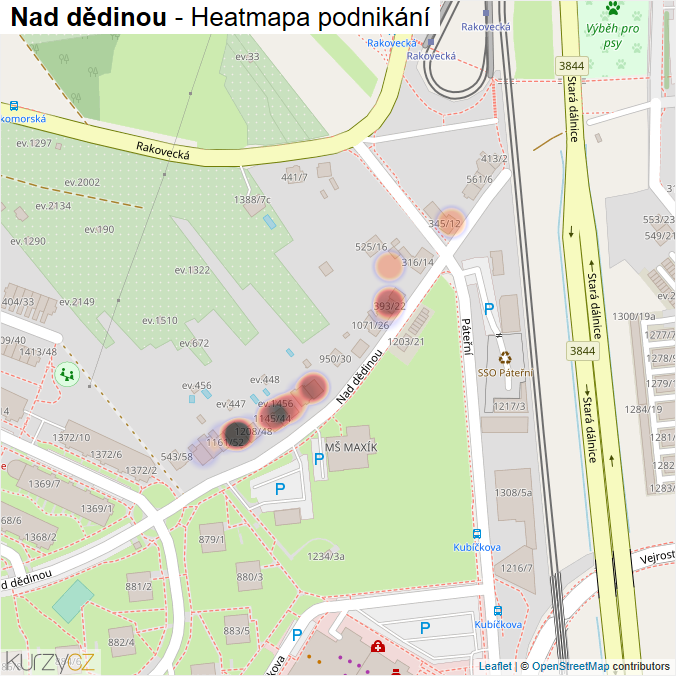 Mapa Nad dědinou - Firmy v ulici.