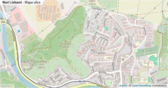 Nad Lískami - mapa ulice