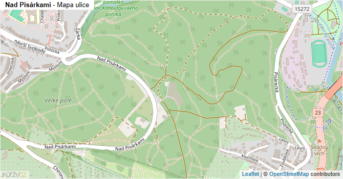 Nad Pisárkami - mapa ulice