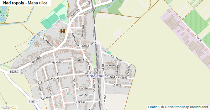 Nad topoly - mapa ulice
