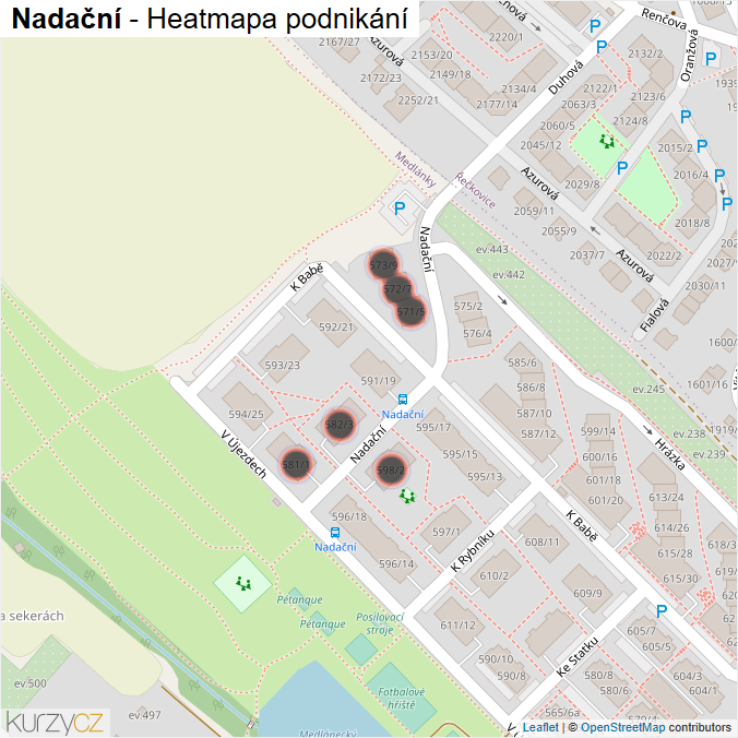 Mapa Nadační - Firmy v ulici.