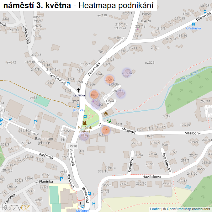 Mapa náměstí 3. května - Firmy v ulici.