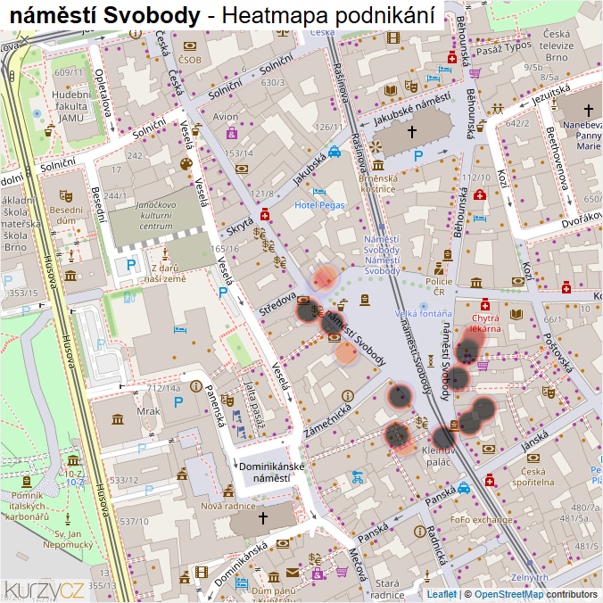 Mapa náměstí Svobody - Firmy v ulici.