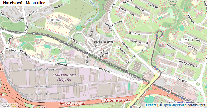 Narcisová - mapa ulice